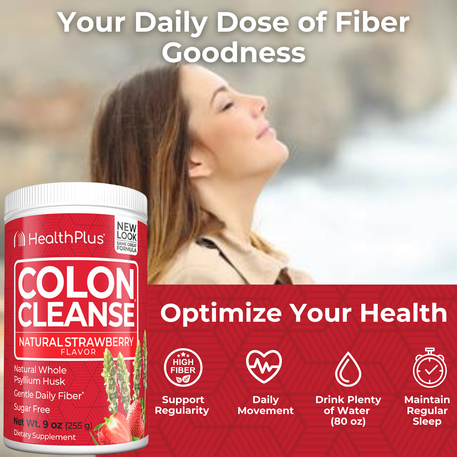 Colon Cleanse® Flavors Strawberry 9 oz. powder - Health Plus Inc