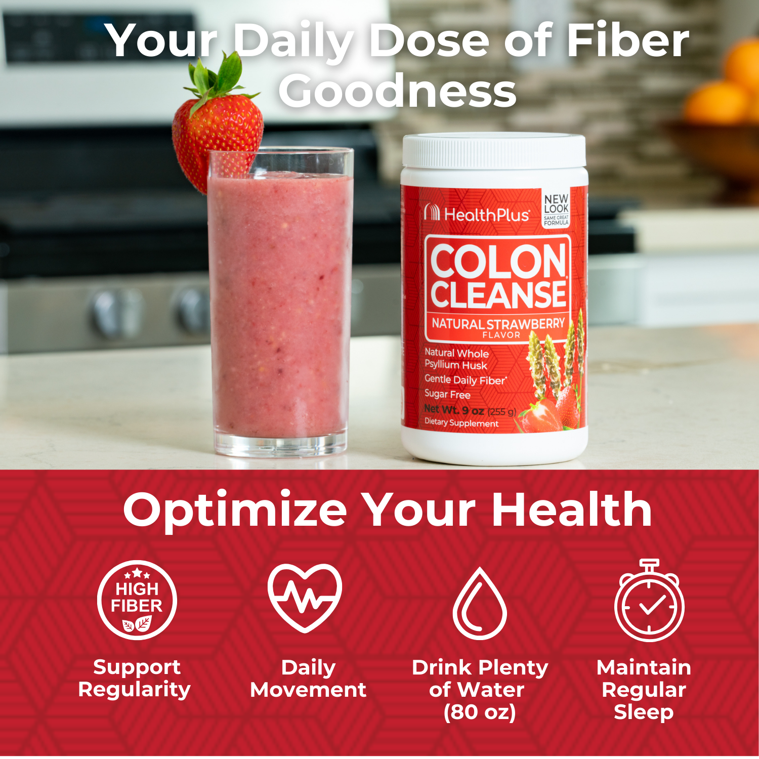 Colon Cleanse® Flavors Strawberry 9 oz. powder - Health Plus Inc