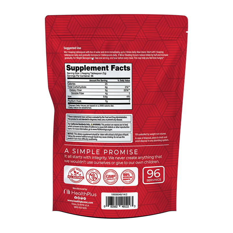 Pure Psyllium Husk Bag 24 oz. Powder
