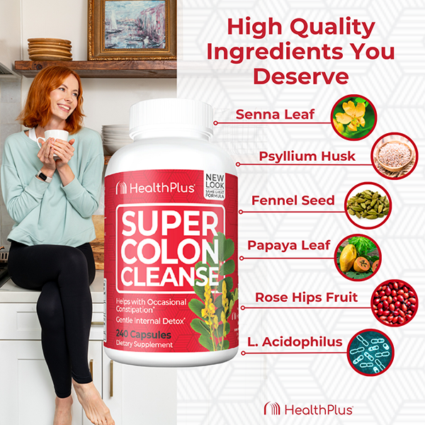 Health Plus Super Colon Cleanse Natural Detox Supplement - Health Plus Inc