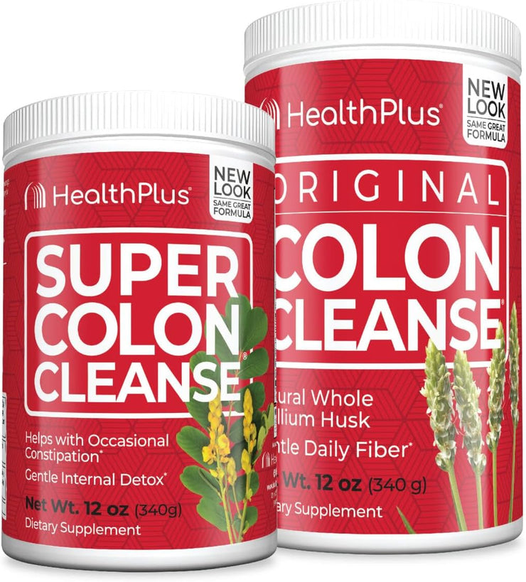 Health Plus Super Colon Cleanse (12 oz/45 Servings) & Colon Cleanse (12 oz/48 Servings) Bundle