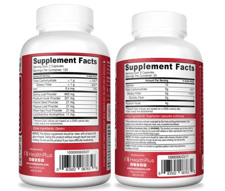 Health Plus Super Colon Cleanse (240 Capsules/120 Servings) & Colon Cleanse (200 Capsules/30 Servings Bundle